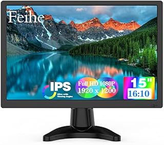 Feihe 15 Inch Full HD Monitor 1920x1200 LED Computer Monitor with HDMI VGA Build-in Speakers, 60Hz Refresh Rate, 5ms Response Time, VESA Mounting