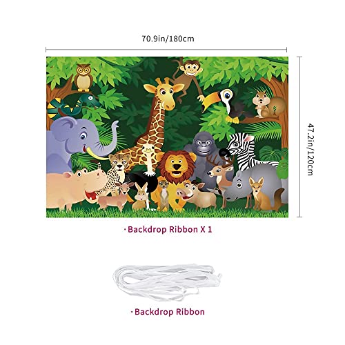 Jungle Animals Backdrop Banner Safari Jungle Theme Birthday Party Banner Cartoon Elephant Lion Forest Birthday Party Decorations Supply For Kids Children Baby Shower Decorations Backdrop #TOP1