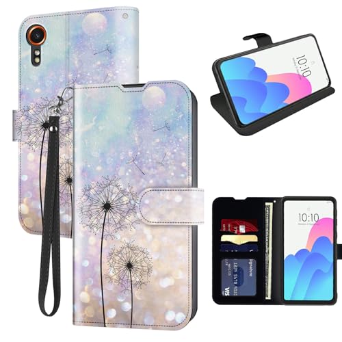 FUYOCWE for Samsung Xcover 7 Case Wallet for Samsung Galaxy Xcover 7 SM-G556 Phone Case with Card Holder,PU Leather Kickstand Flip Cover w/RFID Blocking Magnetic Snap-Dandelion Floral