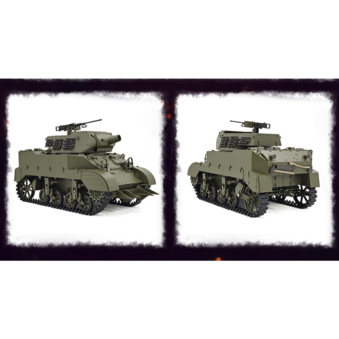 Tanque 1/16 Rc, 2.4G U.S. M8 Autopropulsado Howitzer RC Simulación Tanque, Con Sonido Y Luz, Humo Telescopio, Modos de Doble Velocidad, Coche teledirigido para Adultos (RTR)