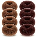 Sibba Duttkissen Haar Donuts, 8 Stück Haarknotenformer Dutt maker für kurzes und feines Haar, Haarknoten-Donuts für einfache Hochsteckfrisuren und Chignons, Dunkelbraun & Hellbraun