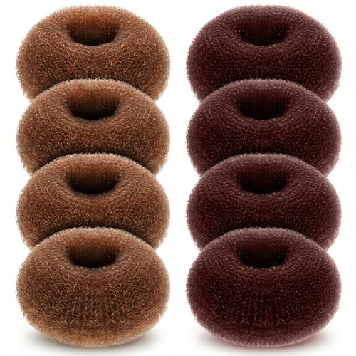 Sibba Duttkissen Haar Donuts 8 Stück Haarknotenformer Dutt maker für kurzes und feines Haar Haarknoten-Donuts für einfache Hochsteckfrisuren und Chignons Dunkelbraun & Hellbraun