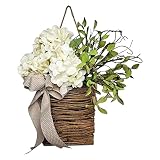 Door Hanger Basket Flowers Wreath, Front Door Spring Wreath Spring Welcome Sign Porch Farmhouse, Spr