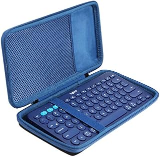 Khanka Hard Travel Case For Logitech K380 Multi-Device Bluetooth Keyboard.(Black/Blue)