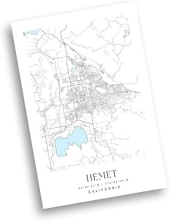 Modern White Poster of Hemet California Ca City | 11x17 12x18 16x24 24x36 Minimalism Unframed Wall Art | Minimal City Traveler Print for Gift | Minimalist Artwork for Home Office Decor