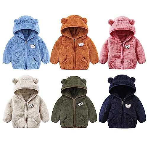 Neugeborenes Baby Kapuzenjacke Bärenohren Hoodie Oberbekleidung Warmer Fleece Wintermantel für Mädchen Jungen Niedlich Fleecejacke Plüsch Cardigan Babykleidung für Kleinkinder (1-Grey, 0-6 Months)
