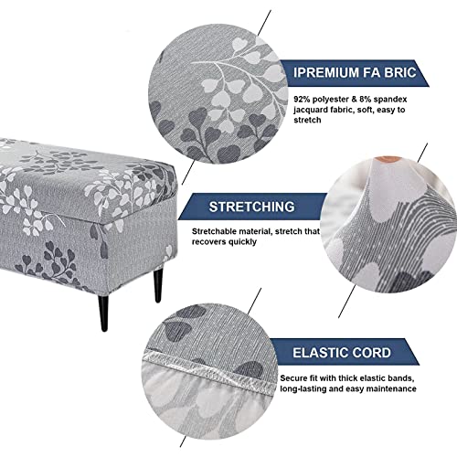 Image of FUANGUI Ottoman Cover Stretch Storage Ottoman Bench Slipcover Printed Folding Storage Bench Ottoman Cover Footrest Stool Slipcover Footstool Protector Cover with Elastic Bottom