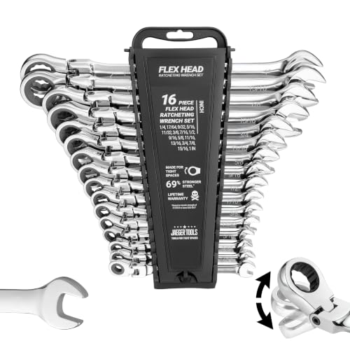 Image of Jaeger 16pc IN /SAE Flex Head Ratcheting Wrench Set, Lock-In Rack, 12-Pt