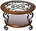 Signature Design by Ashley Nestor Traditional Oval Coffee Table with Beveled Glass Top, Scrollwork Underlay and 1 Fixed Shelf, Dark Brown
