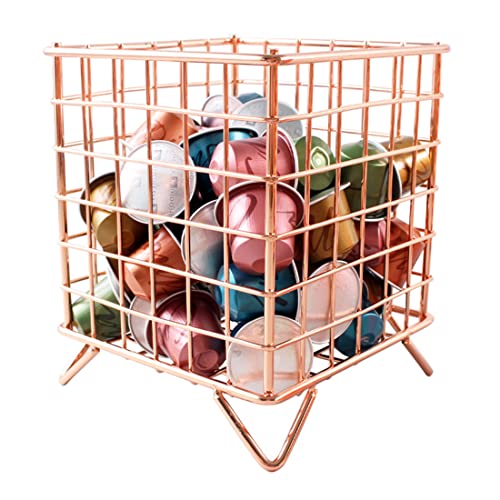 Coffee Pod Container Metal Cup Organizer Sturdy For Capsule Pot Storage Wire Fruit Bowl Snack Storage (Rose Gold) #TOP3