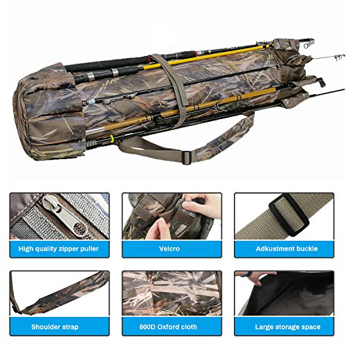 Allnice Fishing Tackle Bag Oxford Fishing Rod Case Portable High-Capacity Fishing Pole Carry Organizer Outdoor Waterproof Fishing Tools Storage Bag For Fisherman(Camo) #TOP2