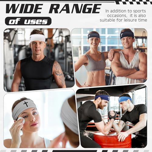 Image of 18 Pcs Sports Sweatbands for Men Women Camo Headbands Workout Non Slip Headbands Breathable Head Band Fitness Stretchy Unisex Hairband for Yoga Running Cycling Ball