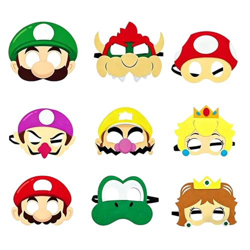Game Themed Felt Masks Role Play Party Favors Game Birthday Themed Party Supplies Dress Up Masks with Adjustable Elastic Band Birthday Cosplay Mask Cartoon Character Cosplay Prop Accessories