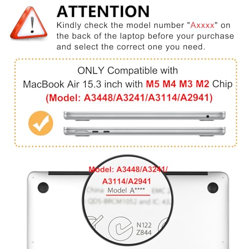 iDonzon Case for MacBook Air 15-inch M5 M4 M3 M2 A3448 A3241 A3114 A2941 2026-2023 Release with Touch ID, 3D Effect Matte Clear See Through Hard Cover & Keyboard Cover, Field Flowers - image 2
