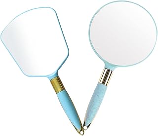 GARVALON Mirror with Handle Portable Mirror Vintage Mirror Travel Makeup Mirror with Light 2pcs Handheld Vanity Mirror Travel Handheld Mirror Handheld Cosmetic Mirror Makeup Tool Desktop