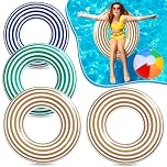 Lubibi Inflatable Pool Floats, Swimming Pool Inflatables, 4pcs Kids Adult Swimming rings(70cm, 80cm, 90cmX2), Swimming Float Fashion Strip Design, Summer Fun for Whole Family
