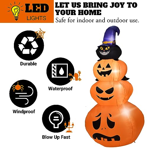 Jjyee JJYEE-01 7.5 Ft Halloween Inflatables Outdoor Decorations -Blow Up Pumpkin&Cat Halloween Yard Decorations,Build-In Led Lights Décor thumb #4