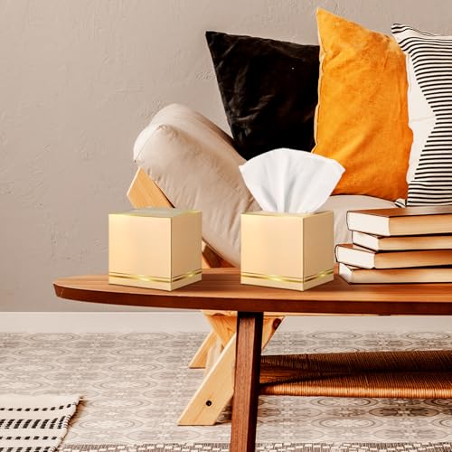 Image of Fourluoo 12 Pack Facial Tissues Cube Boxes Face Box 600 Sheets 3 ply Soft Paper Square Tissues Bulk for Car Pocket Toilet Household Bedroom Family(Light Brown)