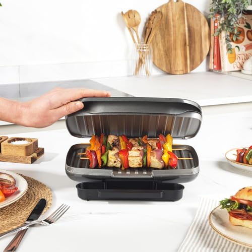Salter EK4366 Cosmos Electric Health Grill - Non-Stick Griddle Plate & Panini Press, Large Sandwich Toaster, Drip Tray, Automatic Temperature Control, Compact, Indoor Cooking With Little To No Oil