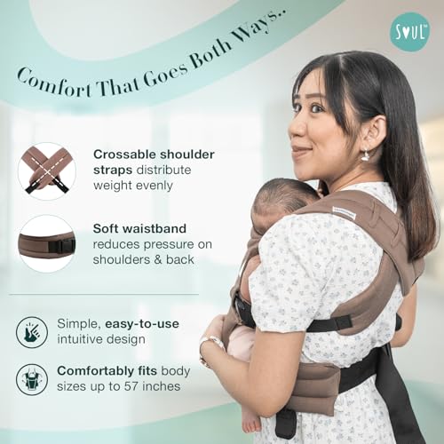 Image of Soulslings Tanu Baby Carrier Shore | Stretchy Baby Carrier for New Born & 0 to 1 Year Baby | Soft Cotton Belt with Ergonomic M Position | Adjustable Infant Carrier with Front & Hip Carry (3-10 Kgs)