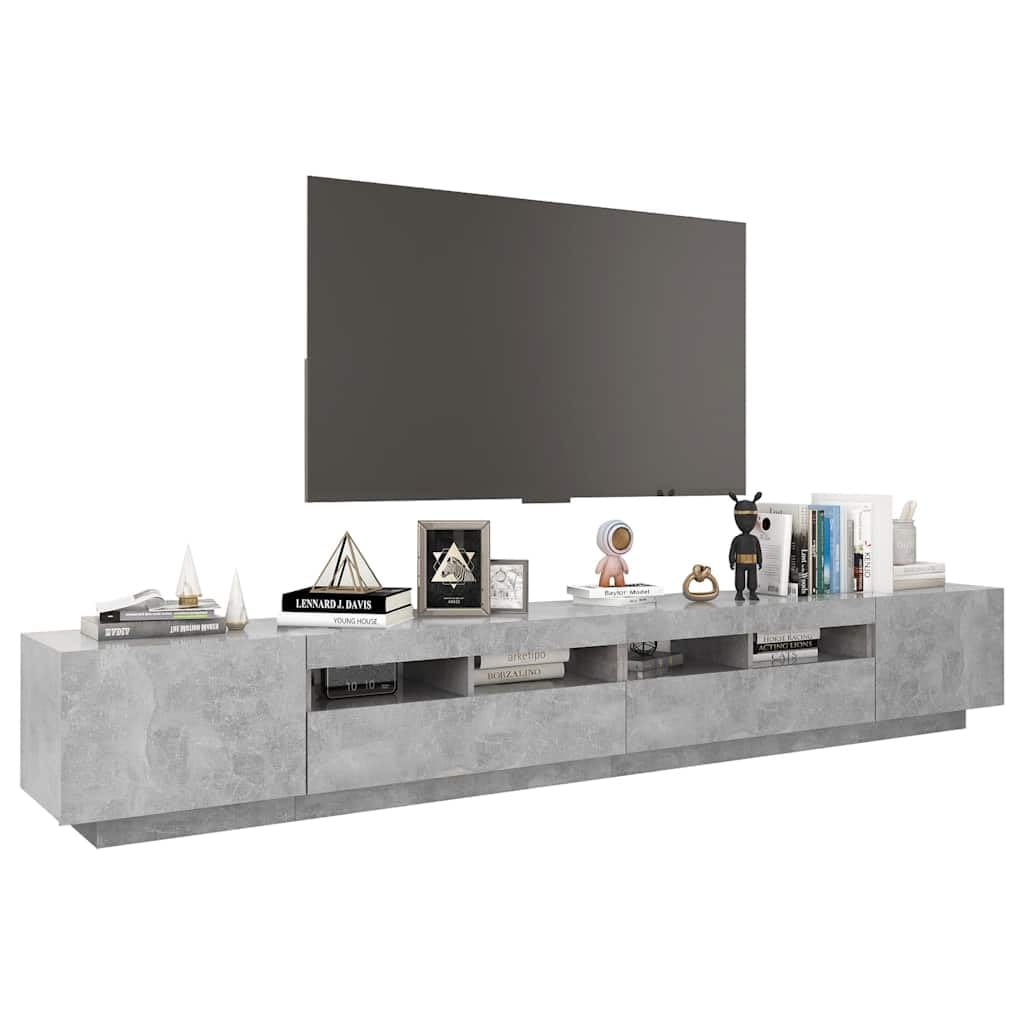 vidaXL Mueble para TV con Luces LED Gris hormigón 260x35x40 cm