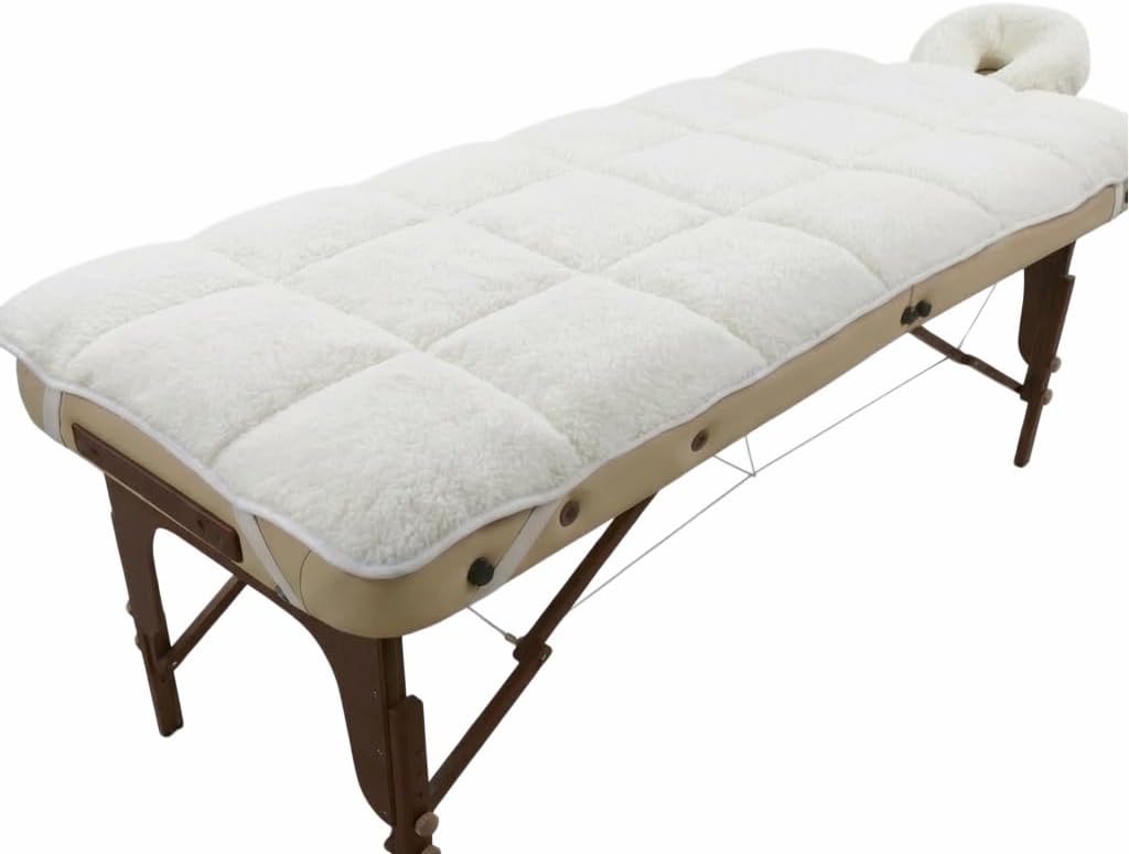 Fleece Massage Tables Cover Set 31"x72", Cozy Quilted Massage Bed Topper, Includes Pad & Face Cradle Cover, Natural, Hypoallergenic, Skin-friendly – Ideal for Spa, Physical Therapy, Home Massage