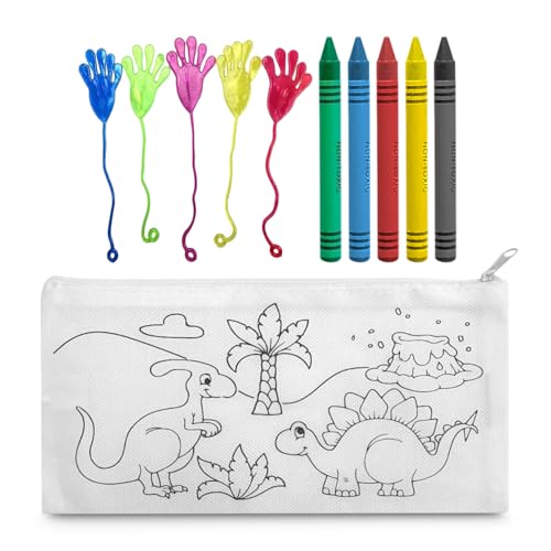 WeeKids Estuches para Colorear Infantiles | Lote de 10 estuches + 10 Kits de 5 Ceras de Colores + 10 manitos pegajosas | Regalos cumpleaños niños | Material educativo infantil (10 Estuches)