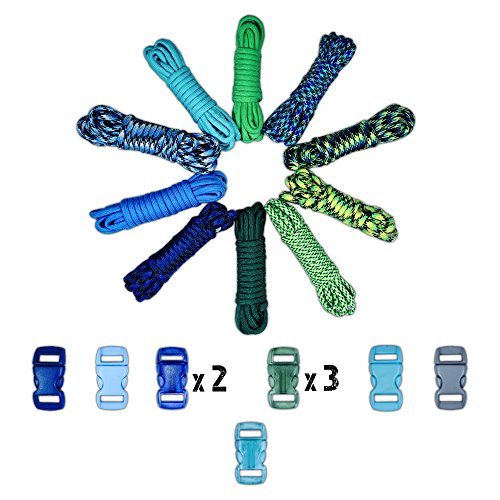 Kit paracorde type III corde 250 kg avec boucles pour tressage et macramé DIY