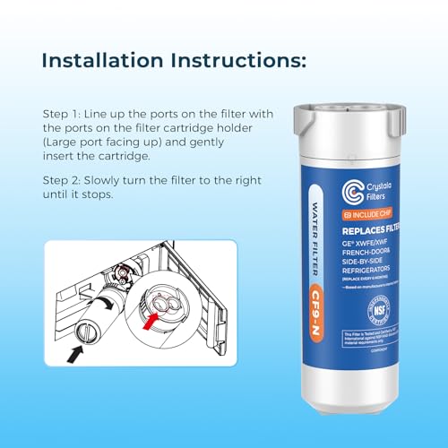 Image of Crystala Filters Water Filter Compatible with XWFE (Built-in CHIP), Replacement for GE XWFE, XWF Refrigerator Water Filter Pack of 1