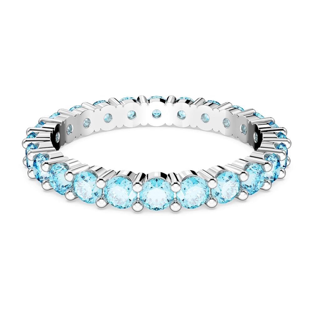 Swarovski Matrix ring, Round cut, Blue, Rhodium plated, 52