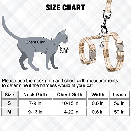 Beautyzoo Cat Harness And Leash Set Escape Proof For Walking, Kitten Soft Adjustable Vest Harnesses For Small Medium Large Cats, Easy Control Breathable Plaid Ribbon Nylon For Outdoor Indoor Use #TOP1