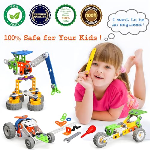 MOONTOY 11 in 1 STEM Kits Building Toys for Kids Ages 4-8 5-7, Stem Toys for 4 5 6 7 8 Year Old Boy Birthday Gift, Educational Construction Set for Boys 4-6 6-8 5-8, Creative Learning Engineering Game