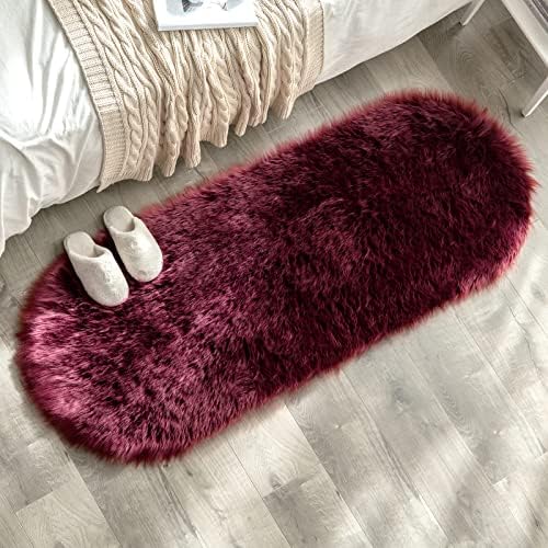 MIULEE Faux Fur Area Rugs Sheepskin Fluffy Mat Fleece Chair Cover Seat Pad Soft Shaggy Area Mat for Bedroom Sofa Floor 60 x 90 cm Irregular Shape Light Tan