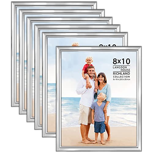 Langdon House 8x10 Picture Frames Set (Silver 6 Pack) Distinguished Edging for Classic Style Richland Collection