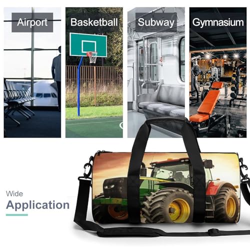 Travel Gym Duffle Bag, Tractor Theme Print Duffle Bags,womens Mens Gym Bag,gym Bags,gym Bag with Shoe Compartment, 17.7in/9in/9in3