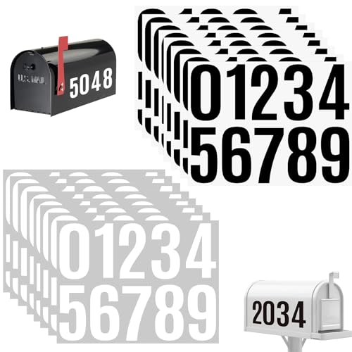 Groß Zahlen Aufklebe Zahlen Sticker Hausnummer Aufkleber Klebezahlen Mülltonnen Aufkleber Nummernaufkleber für Briefkasten Wetterfest 10 cm Schwarz, Weiß für Markieren 16 Stück