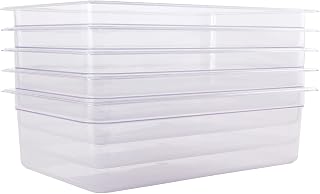 6-Pack 6-Inch Deep Clear Polycarbonate Food Pans - Full Size Commercial Hotel Pans (20.9" x 12.8"), 20.6 Qt Capacity, NSF Certified, for Restaurants, Hotels & Catering
