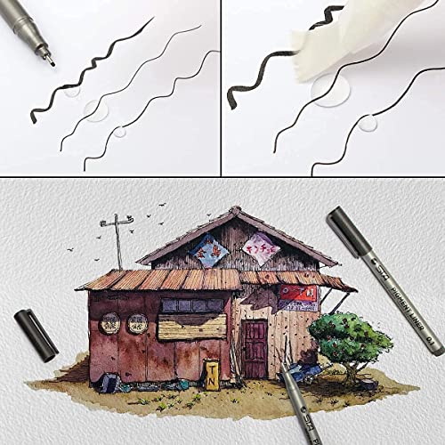 Image of like it Micro-Pen Fineliner Ink Pens Set of 9 Black Waterproof Archival Ink Micro Fine Point Pens with Brush Tip for Sketching Drawing Writing Technical Illustration