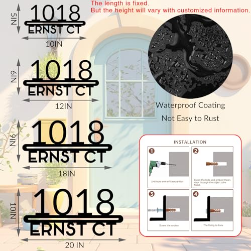 Image of Personalized House Number Custom Metal Address House Numbers Modern House Number Sign for Outside
