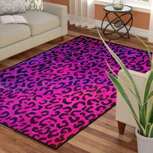 Tapis 3D imprimé léopard 120x160 cm pour salon moderne