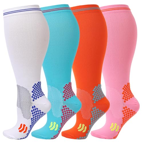 La mejor selección de Calcetines hasta la pantorrilla para Hombre los más solicitados. 46 Kickticks Calcetines De Compresión De Talla Grande: Pantorrilla Ancha Hasta La Rodilla Para Hombre Y Mujer, 20-30 Mmhg, Disponibles En Tallas 2Xl A 4Xl, 4 Pares