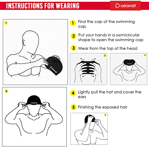 Image of Airavat Swim Bubble Cap, Silicone Swim Cap, Comfortable Bathing Cap Ideal for Curly Short Medium Long Hair, Swimming Cap for Women and Men (White)