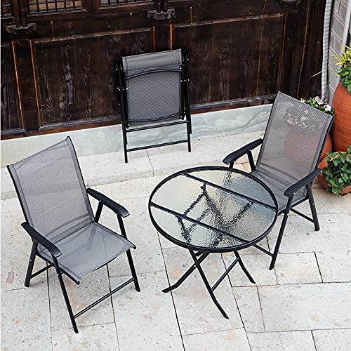 ZQINQC ガーデンファニチャーセット 3点セット 屋外家具 折りたたみ可能 ガーデンテーブル チェアー 強化ガラステーブルトップ、 家族、クラブ、ホテル、屋外での休息に適しています (Color : Clear, サイズ : 60cm) 3枚目