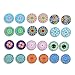 Kaleidoscope Photo Pattern Glass Dome Magnetic Clip-on Earrings for Teen Girls Kids Women non piercing ear Party Gift, Pack of 7 Pairs
