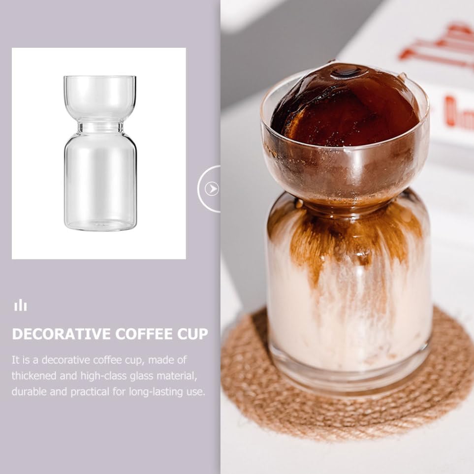 Unomor Saturn Coffee Cup Unique Hourglass Design Glass Beverage Tumbler for Water Juice Milk and Cocktails for Home Office and Parties Capacity