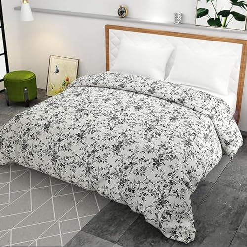 Image of 280 TC Luxurious Glace Cotton Duvet Cover /Comforter Cover /AC Quilt Cover King Size /Dohar /90 X100 Inches - (Black White)