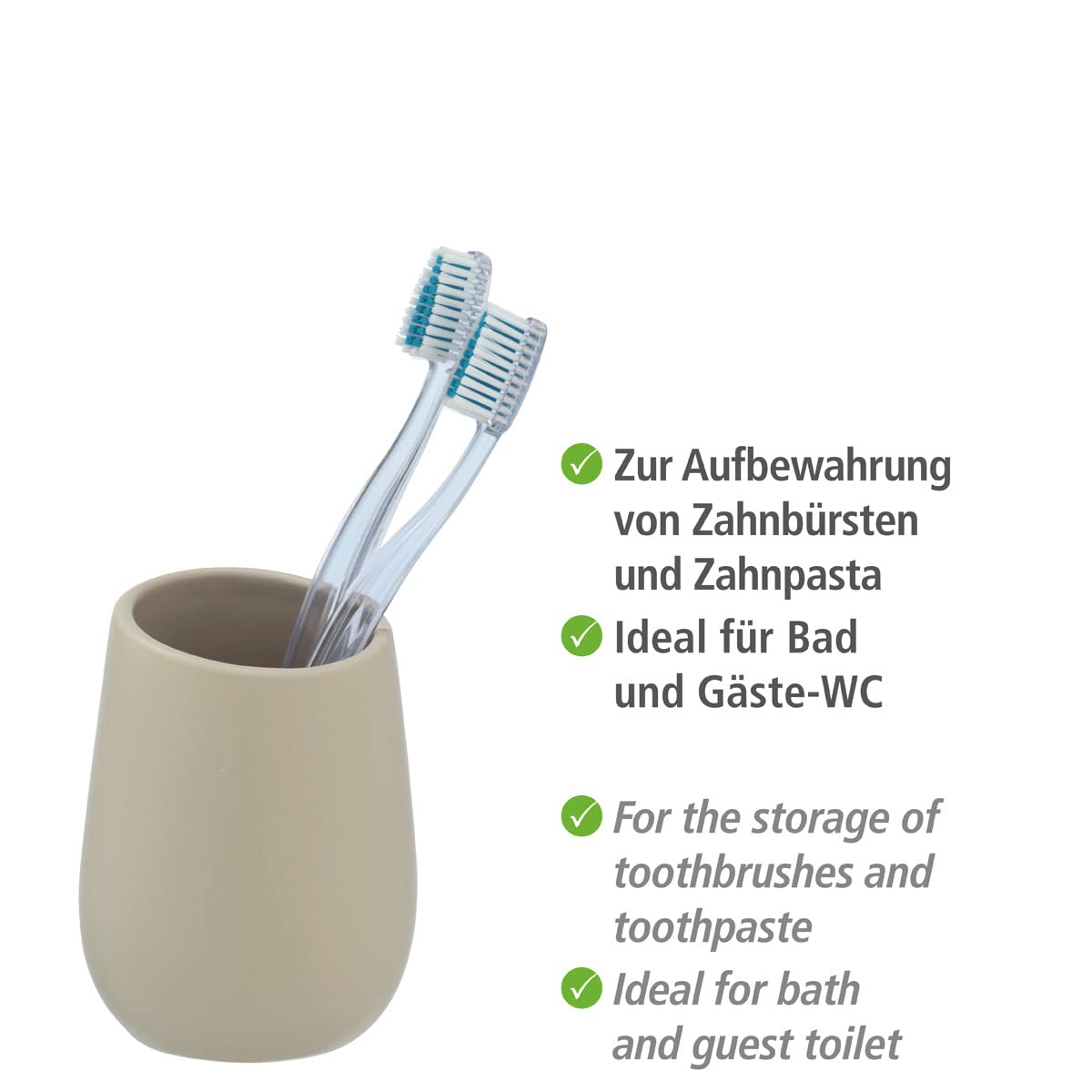 Wenko Badi toothbrush mug, cup made of high-quality ceramic with matt surface - Image 3