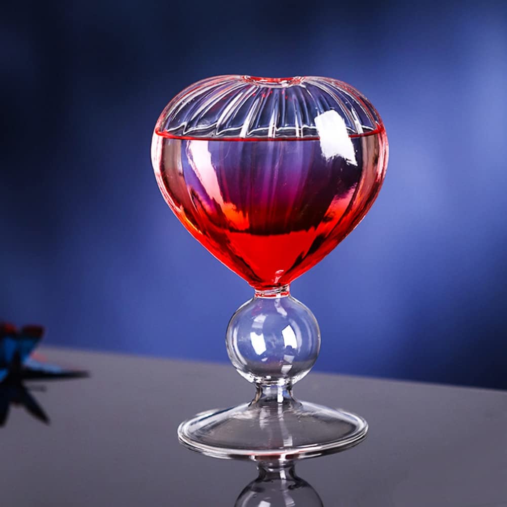 Renococo Creative Red Wine Glasses,10 Oz Heart Shape Cocktail Glasses,Vintage Drinking Glasses,Bar Glassware,Martini Goblet Cups,Whisky Cups,Champagne Glasses,Martini Cups (B)