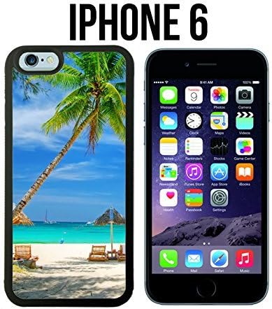 Tropical Beach Resort Palm Tree Sand Custom made Case/Cover/Skin for iPhone 6 - Black - Rubber Case (Ships from CA)