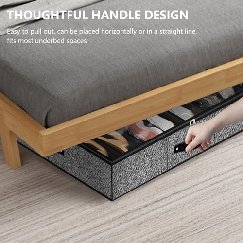 Image of homyfort 32 Pairs Shoe Organizer Under Bed, Underbed Shoe Storage Boxes Bins, Organizador De Zapatos, Extra Large Zapateras Organizer, Black, Set of 2